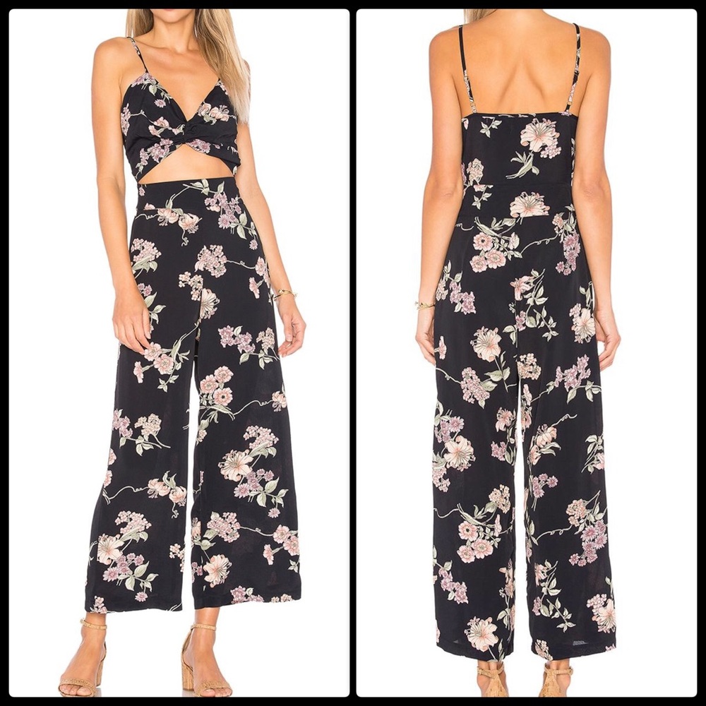 FLYNN SKYE 🌸 Emily Jumpsuit - Black Botanical NWT